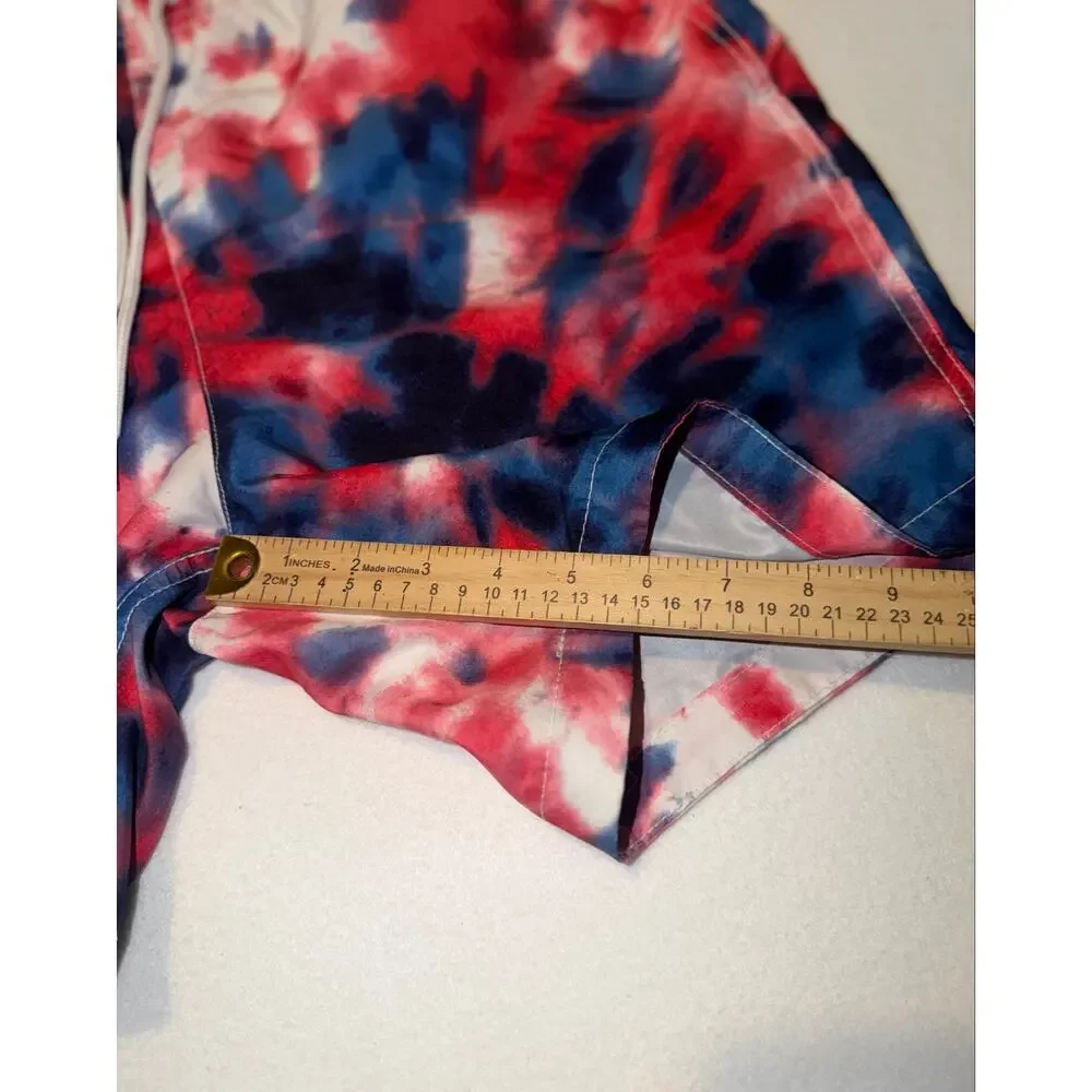 Walnut & 39th men’s tie dye red, white and blue patriotic swim trunks